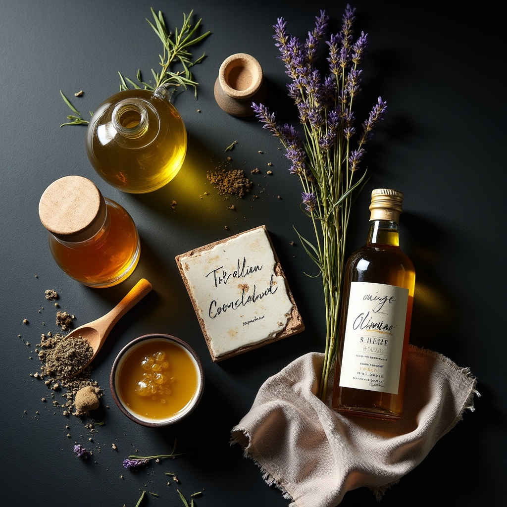 Selezione di prodotti artigianali italiani preparati per essere fotografati durante workshop